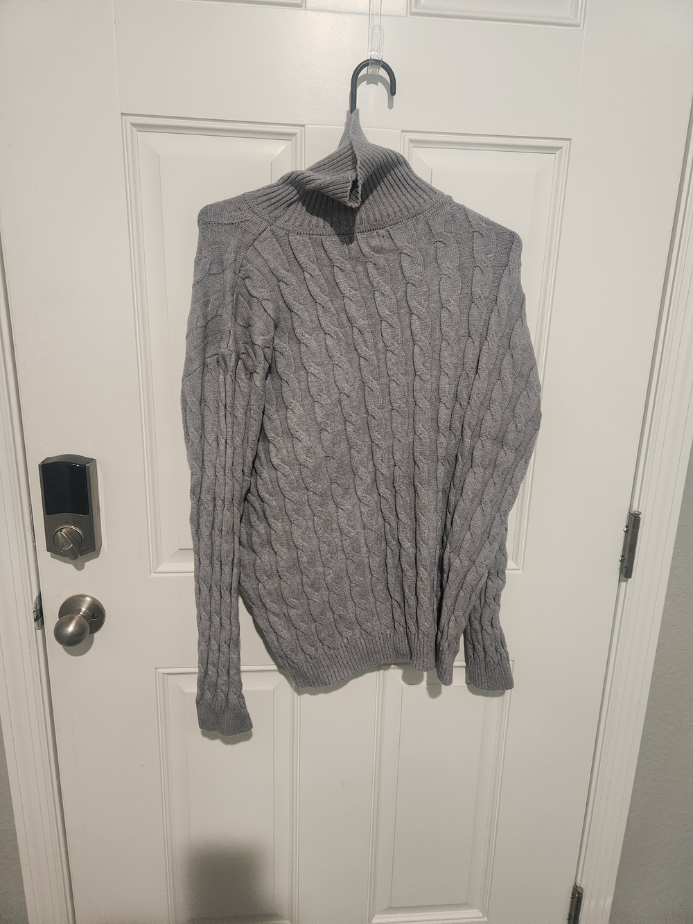 COOFANDY Women's Plus 3XL Gray Cable-Knit Wool Turtleneck Pullover Sweater
